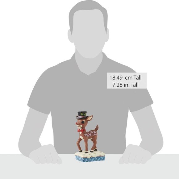 Rudolph Traditions by Jim Shore Reindeer Wearing Top Hat and Bowtie Figurine NIB - Picture 3 of 6